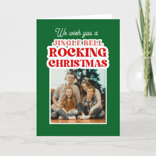 Jingle Bell Rocking Green Christmas Holiday Card