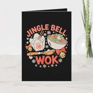 Jingle Bell Wok Chinese Food Christmas Xmas Card