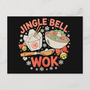 Jingle Bell Wok Chinese Food Christmas Xmas Holiday Postcard