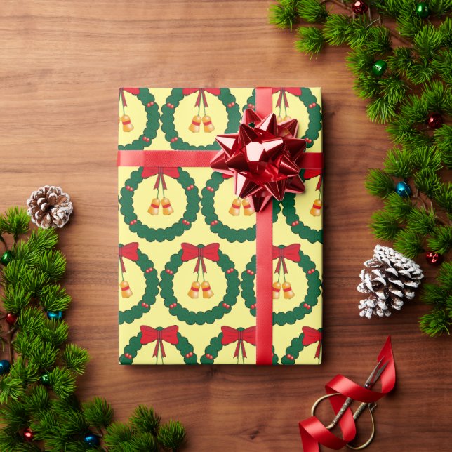 Jingle Bell Wreath Christmas Wrapping Paper (Holiday Gift)