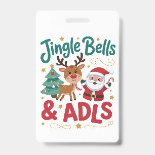 Jingle Bells ADLS Occupational Therapy OT Reindeer ID Badge
