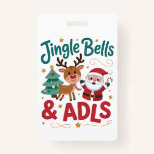 Jingle Bells ADLS Occupational Therapy OT Reindeer ID Badge
