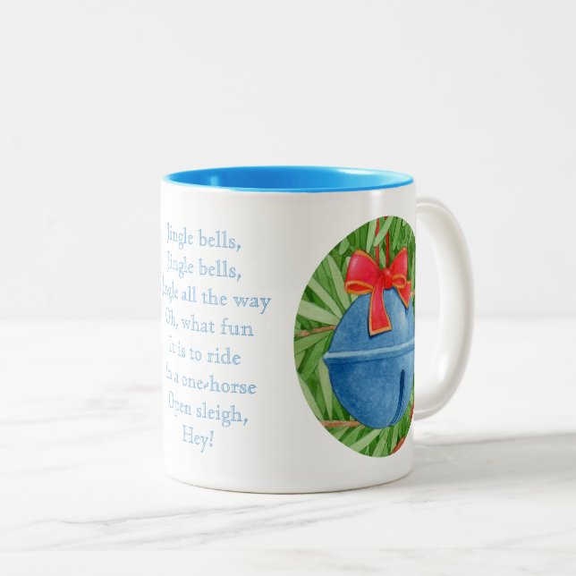 JINGLE BELLS Blue Two-Tone Mug (Front Right)