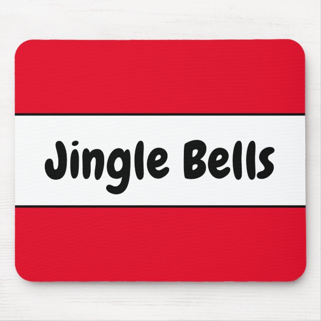 JINGLE BELLS Bright Colourful Red White Stripes Mouse Pad (Front)
