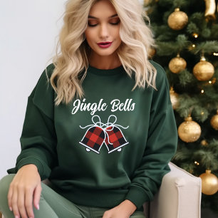 Jingle Bells & Buffalo Plaid Christmas Bell Modern Sweatshirt