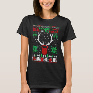 Jingle Bells Christmas Fitness Kettle Bell Workout T-Shirt
