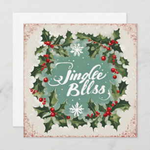 Jingle Bells & Christmas Holly Company Christmas Holiday Card