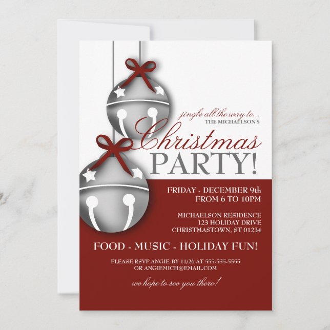 Jingle Bells Christmas Party Invitation (Front)