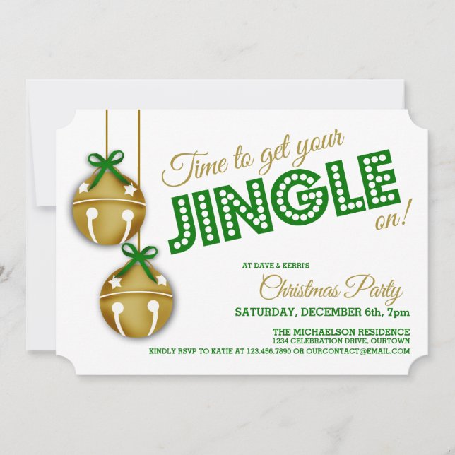 Jingle Bells Christmas Party Invitation (Front)