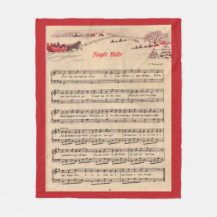 Jingle Bells Christmas Vintage Sheet Music Fleece Blanket