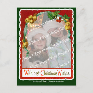 Jingle Bells Christmas Wishes Add-A-Photo Frame Holiday Postcard