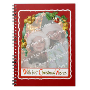 Jingle Bells Christmas Wishes Add-A-Photo Frame Spiral Notebook