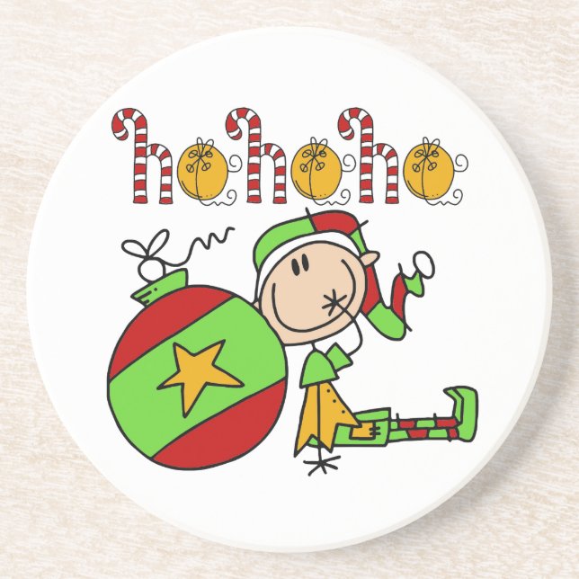 Jingle Bells Festive Christmas Elf Coaster (Front)