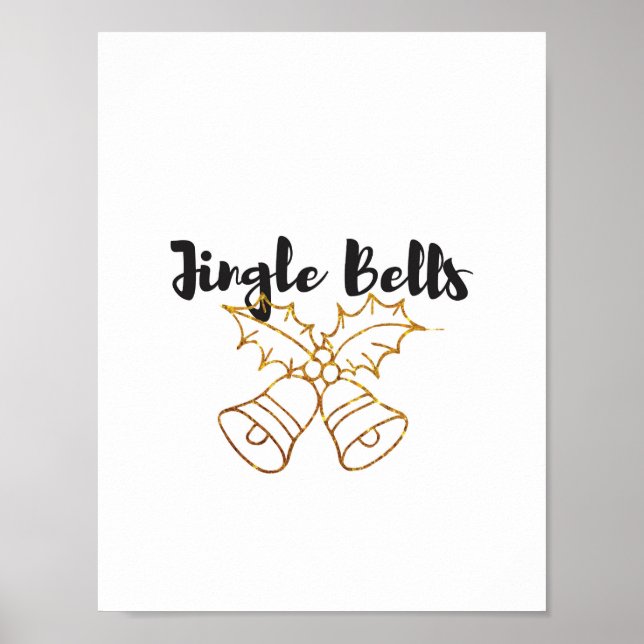 Jingle Bells Gold Glitter Poster (Front)