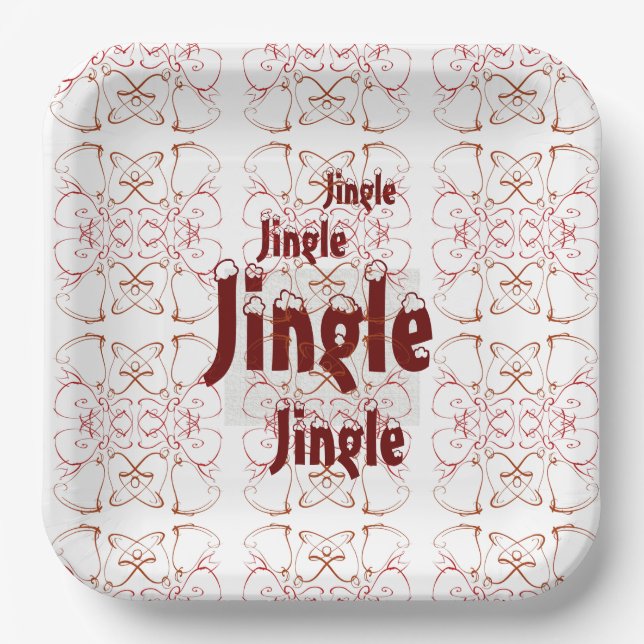 Jingle Bells Holiday Christmas  Paper Plate (Front)