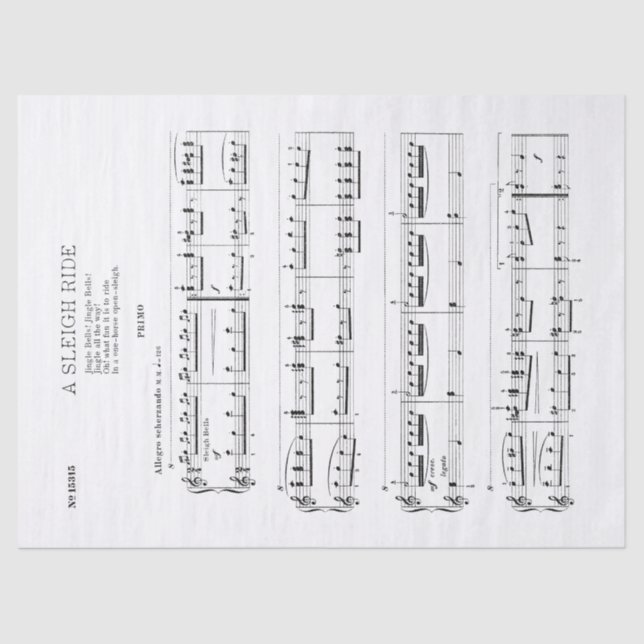 Jingle Bells Music Holiday Tissue Decoupage Paper  (Front)