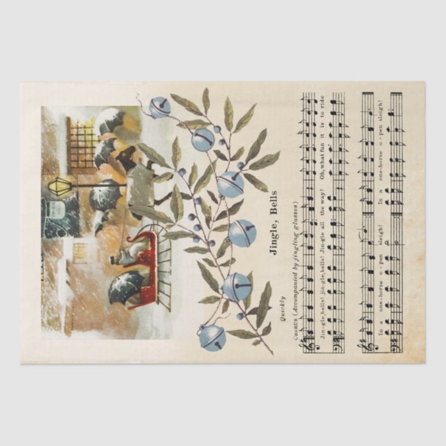 Jingle Bells Sheet Music Horse Sleigh Holiday  (Front)