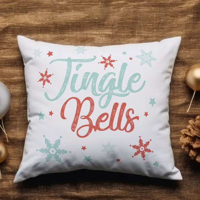 Jingle Bells Snowflake Pastel Add Name Christmas Cushion (Creator Uploaded)