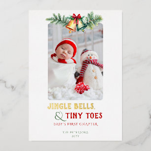 Jingle Bells Tiny Toes Photo Baby Announcement