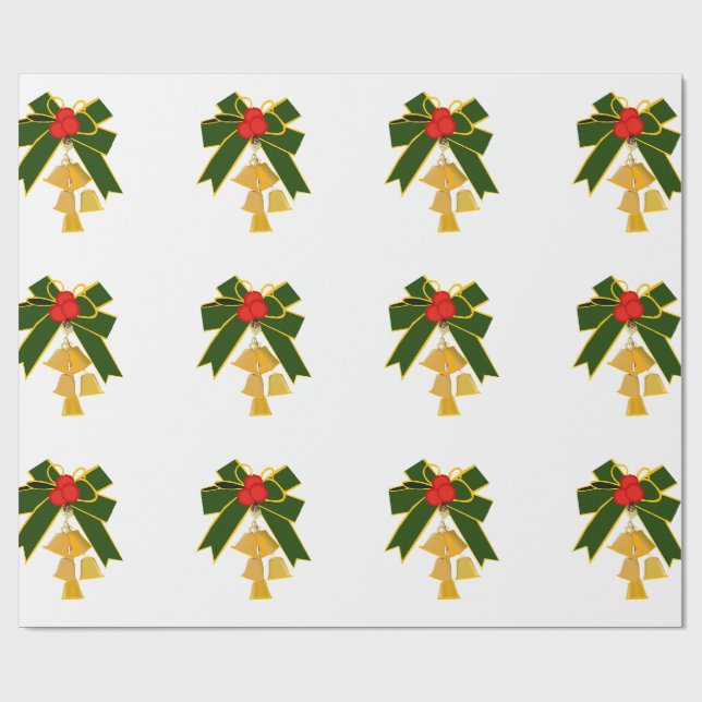 Jingle Bells White Wrapping Paper (Flat)