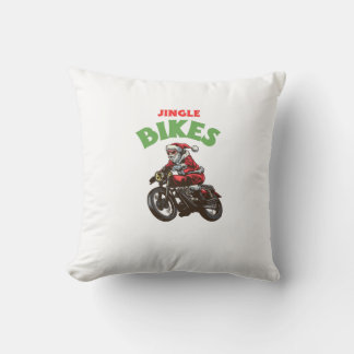 Jingle Bikes Funny Santa Christmas Cushion