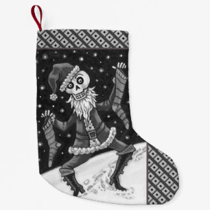 JINGLE BONES SANTA, HOLIDAY SKELETON, SPOOKY SMALL CHRISTMAS STOCKING