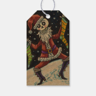 JINGLE BONES SANTA, HOLIDAY SKELETON & STOCKINGS GIFT TAGS