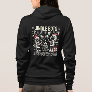 Jingle Bots Festive Holiday Robots with Santa Hats Hoodie