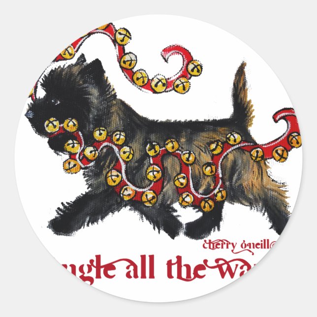 Jingle Cairn Christmas Classic Round Sticker (Front)