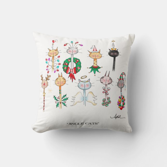 JINGLE CATS Christmas Pillow (Front)