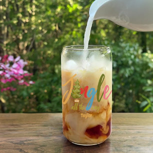 Jingle Christmas Tree Colourful Typography Name Fu Can Glass