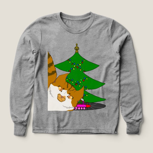 Jingle Claws & Christmas Tree Kids Long Sleeve T (Design Front)