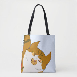 Jingle Claws Peeking Cat Holiday Tote Bag