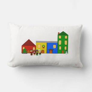 Jingle Claws Train Town Christmas Throw Lumbar Cushion