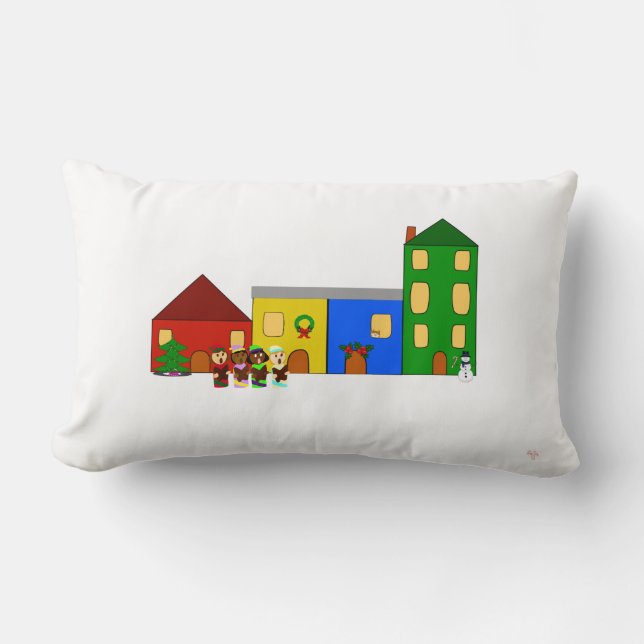 Jingle Claws Train Town Christmas Throw Lumbar Cushion (Front)