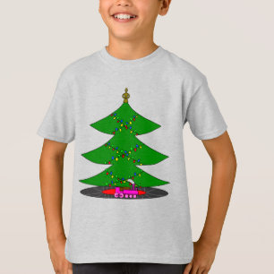 Jingle Claws Whimsical Christmas Tree & Train  T-Shirt