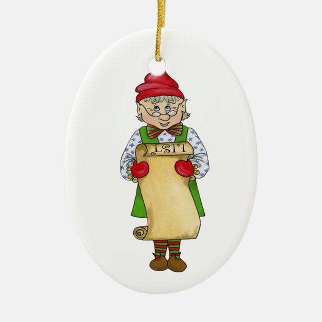 Jingle Elves "Alfred" Ceramic Tree Decoration (Front)