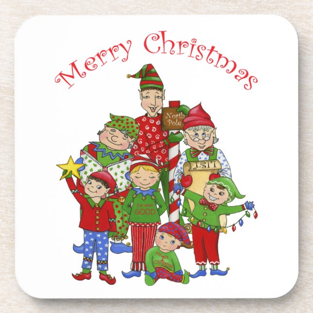 Jingle Elves (Set one) Coaster (Front)
