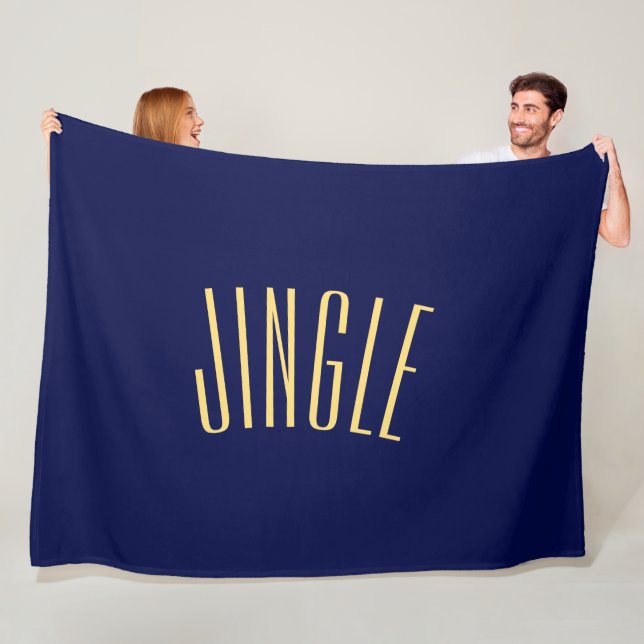 JINGLE Festive Modern Text On Dark Navy Blue Fleece Blanket (In Situ)