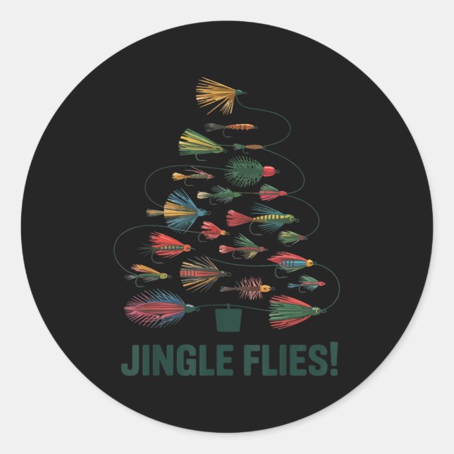 Jingle Flies Funny Fly Fishing Lure Christmas Paja Classic Round Sticker (Front)