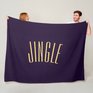 JINGLE Fun Tall Curved Text On Deep Rich Purple Fleece Blanket