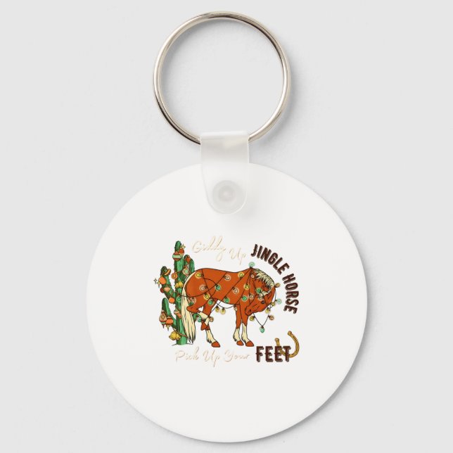 Jingle Funny Horse Ck Up Your Feet Cactus Western, Key Ring (Front)