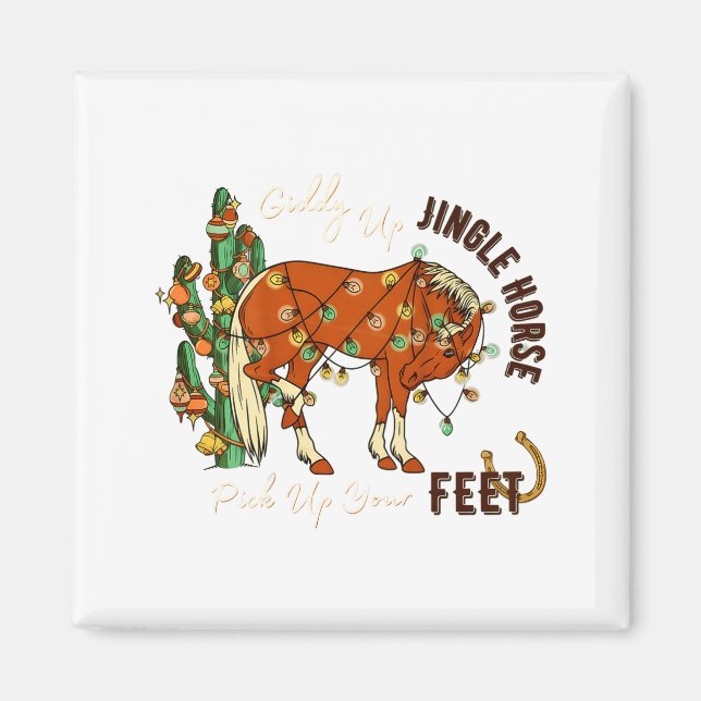 Jingle Funny Horse Ck Up Your Feet Cactus Western, Magnet (Front)