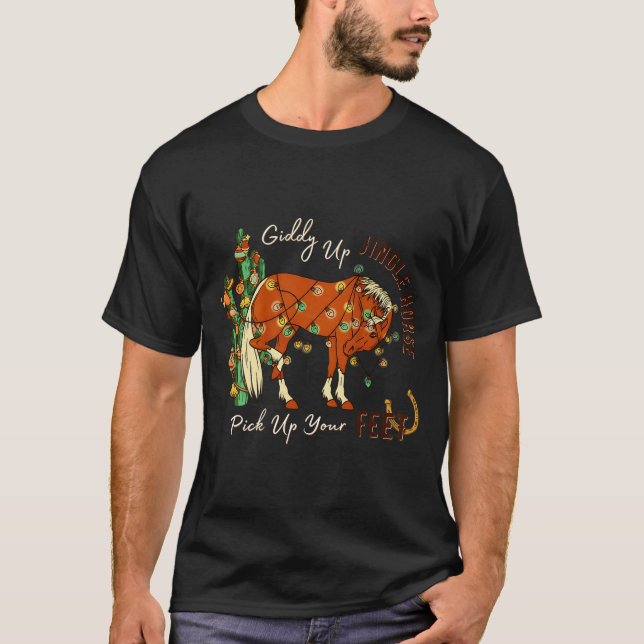 Jingle Funny Horse Ck Up Your Feet Cactus Western, T-Shirt (Front)
