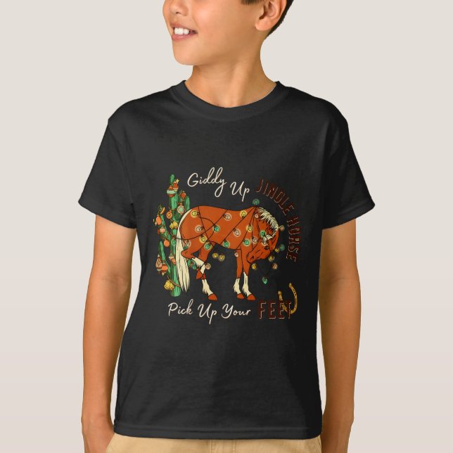 Jingle Funny Horse Ck Up Your Feet Cactus Western, T-Shirt (Front)