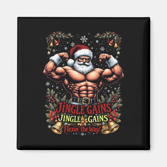 Jingle Gains Flexin' All The Way Santa Christmas G Magnet (Front)