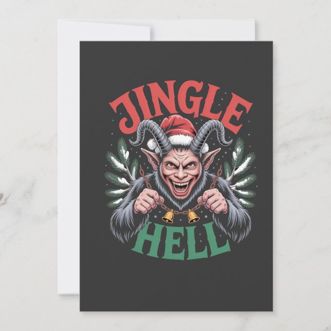 Jingle Hell Christmas Krampus Evil Xmas  Invitation (Front)