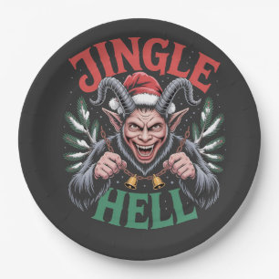 Jingle Hell Christmas Krampus Evil Xmas Paper Plate