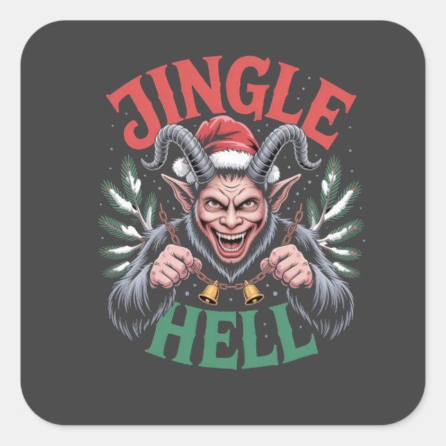 Jingle Hell Christmas Krampus Evil Xmas  Square Sticker (Front)