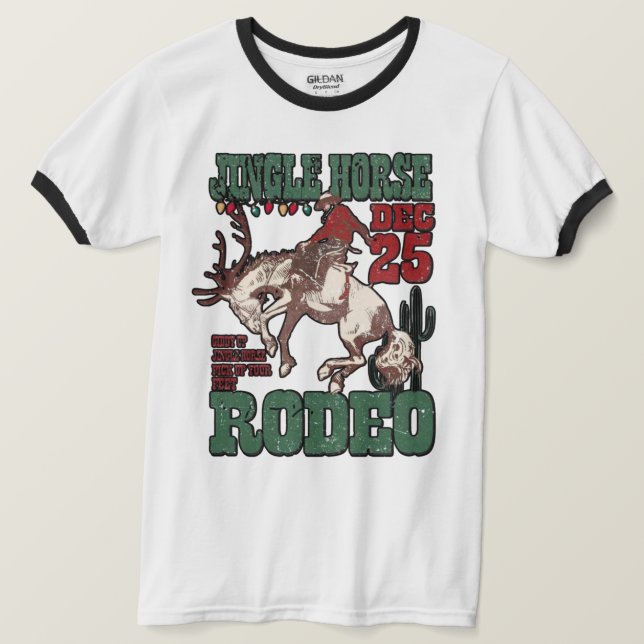 🎄 Jingle Horse Rodeo T-Shirt – Western Christmas  (Design Front)